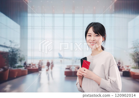 A young woman departing overseas trip 120902014