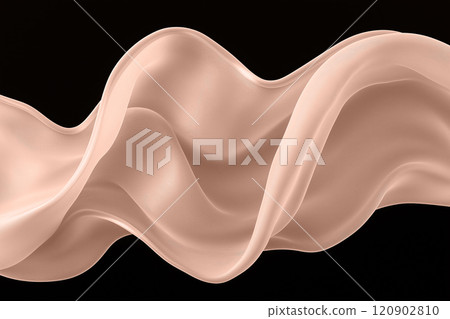 Cascading mocha mousse beige fluid creates a harmonious ribbon like flowing composition. Modern trendy tone hue shade 120902810