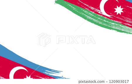 Azerbaijan Flag with Brush Stroke Effect, Grunge brush stroke. Watercolor painting flag. 120903017