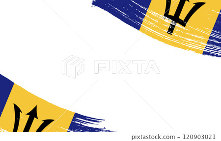 Barbados Flag with Brush Stroke Effect, Grunge brush stroke. Watercolor painting flag Barbados Flag with Brush Stroke Effect, Grunge brush stroke. Watercolor painting flag 120903021
