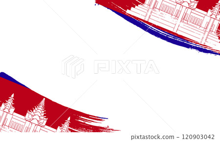 Cambodia Flag with Brush Stroke Effect, Grunge brush stroke. Watercolor painting flag 120903042