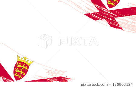 Jersey Flag with Brush Stroke Effect, Grunge brush stroke. Watercolor painting flag 120903124