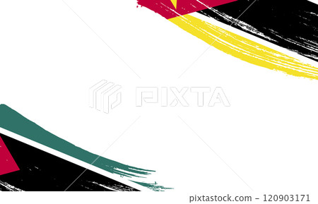 Mozambique Flag with Brush Stroke Effect, Grunge brush stroke. Watercolor painting flag 120903171