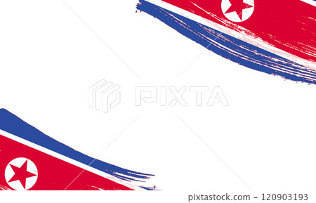 North Korea Flag with Brush Stroke Effect, Grunge brush stroke. Watercolor painting flag North Korea Flag with Brush Stroke Effect, Grunge brush stroke. Watercolor painting flag 120903193