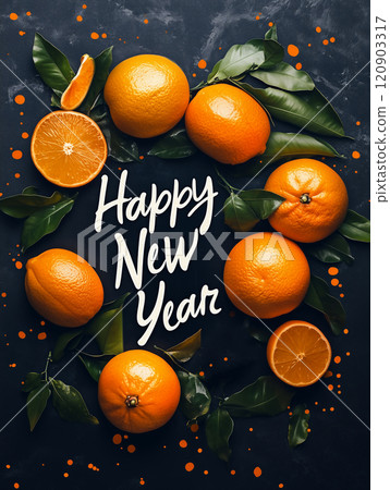 dark background with tangerines. New Year. photo. postcard dark background with tangerines. New Year. photo. postcard 120903317