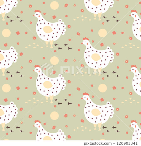 seamless background with white chicken. vector. seamless background with white chicken. vector. 120903341