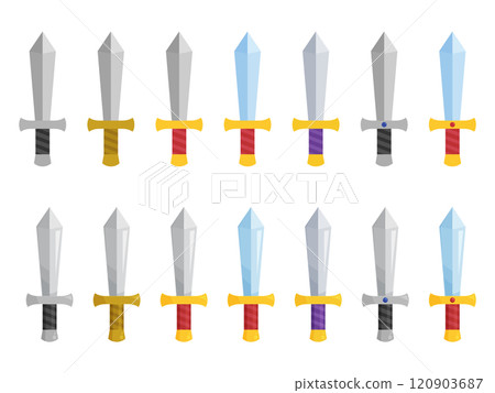 Cute sword illustration material set 120903687