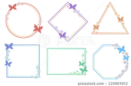 Set of illustrations of butterfly decorative frames Set of illustrations of butterfly decorative frames 120903952