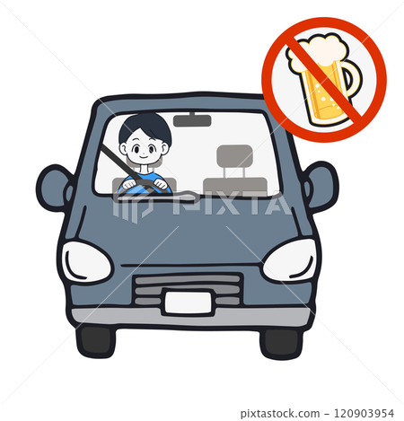 Man driving a car No drinking sign Man driving a car No drinking sign 120903954