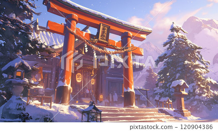 雪景中異常美麗的神社 雪景中異常美麗的神社 120904386