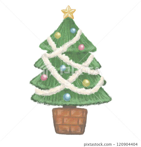 Crayon style Christmas tree illustration Crayon style Christmas tree illustration 120904404
