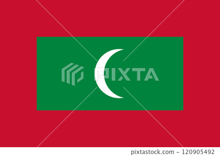 Maldives flag in official colors, dimensions and aspect ratio. Vector flag symbolizing national pride, identity, heritage, patriotism and authority 120905492