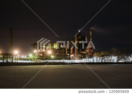 Industrial plant at winter night 120905609