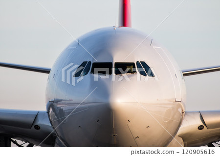 Close-up front of the fuselage of the passenger aircraft Close-up front of the fuselage of the passenger aircraft 120905616