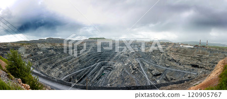 Panorama of a large magnesite quarry Panorama of a large magnesite quarry 120905767