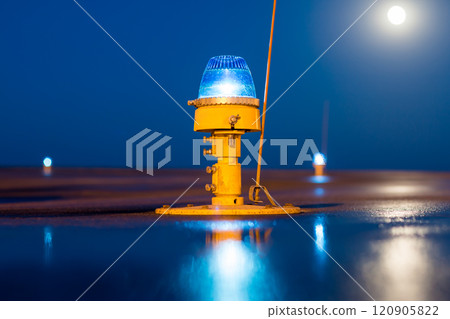 Taxiway, side row lights at the night airport 120905822