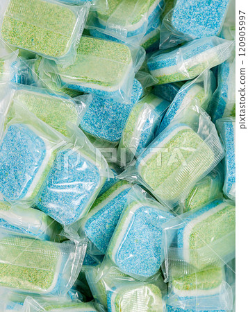 Tablets for washing dishes in the dishwasher. Background. Tablets for washing dishes in the dishwasher. Background. 120905997