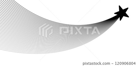 Black wave dynamic lines with star on white background. Falling star concept. 120906804