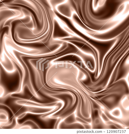 Metallic background with curved, shiny lines. In trendy color shades Mocha, Mousse of 2025. 120907237