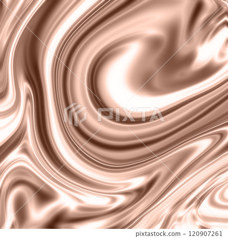 Metallic background with curved, shiny lines. In trendy color shades Mocha, Mousse of 2025. 120907261