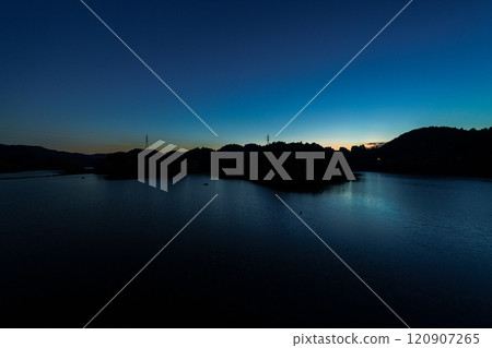 Winter 2024 Nara Nunome Dam South Side Dam Lake Evening Sky From Sunset to Blue Hour Beautiful Sky and Reflection on the Lake Surface ④ Winter 2024 Nara Nunome Dam South Side Dam Lake Evening Sky From Sunset to Blue Hour Beautiful Sky and Reflection on the Lake Surface ④ 120907265