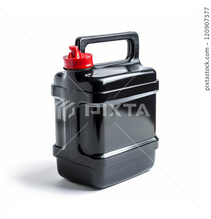 Plastic gasoline canister Isolated on white background. With clipping path. 120907377