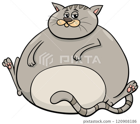 funny cartoon fat cat comic animal character 120908186