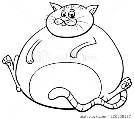 funny cartoon fat cat comic animal character coloring page 120908187