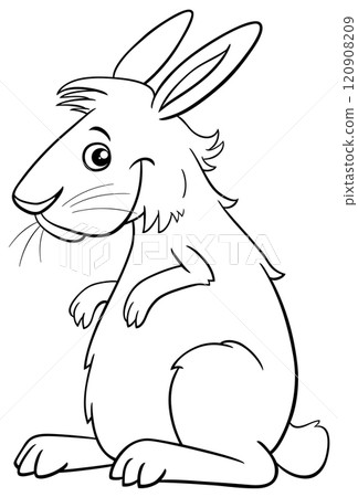 cartoon miniature rabbit animal character standing up coloring page 120908209