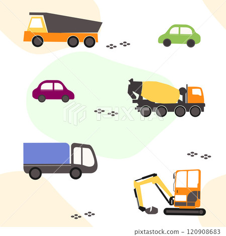 Seamless flat cartoon vector pattern with machines Seamless flat cartoon vector pattern with machines 120908683