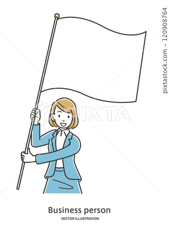 揮舞旗幟的女辦公室職員 揮舞旗幟的女辦公室職員 120908764
