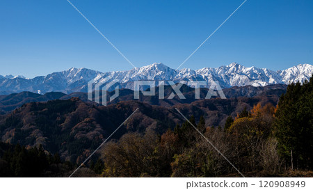 The Northern Alps as seen from Ogawa Village, Nagano Prefecture The Northern Alps as seen from Ogawa Village, Nagano Prefecture 120908949