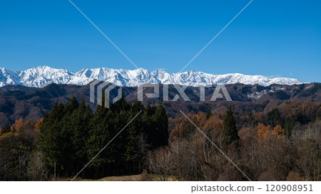 The Northern Alps as seen from Ogawa Village, Nagano Prefecture The Northern Alps as seen from Ogawa Village, Nagano Prefecture 120908951