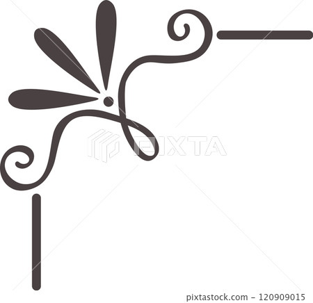 Elegant corner design featuring floral motifs, swirls, and lines, creating a sophisticated and decorative element for various design projects 120909015