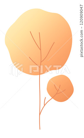 Simple vector illustration of two orange and yellow trees growing together, representing autumn, nature, and growth, perfect for minimalist designs Simple vector illustration of two orange and yellow trees growing together, representing autumn, nature, and growth, perfect for minimalist designs 120909047