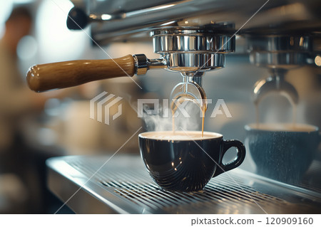 Image of brewing coffee with an espresso machine 120909160