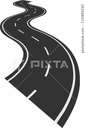 Long, winding road stretching into the distance, symbolizing journeys and adventures while inviting thoughts of travel and the unknown future waiting ahead Long, winding road stretching into the distance, symbolizing journeys and adventures while inviting thoughts of travel and the unknown future waiting ahead 120909295