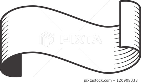 Classic waving ribbon banner with copy space providing an elegant backdrop for titles, messages, or announcements, suitable for various design and branding purposes Classic waving ribbon banner with copy space providing an elegant backdrop for titles, messages, or announcements, suitable for various design and branding purposes 120909338