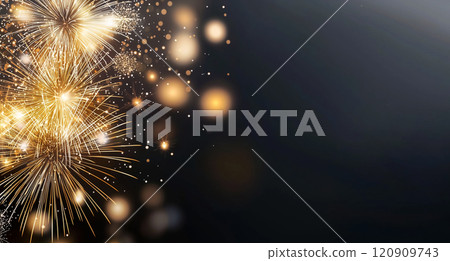 Breathtaking golden fireworks 120909743