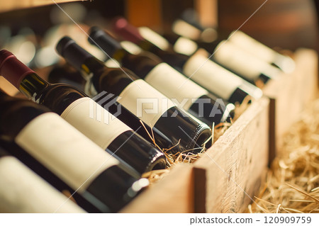 有空白標籤的酒瓶 120909759