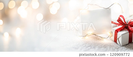 簡約優雅的紅色絲帶禮盒 簡約優雅的紅色絲帶禮盒 120909772