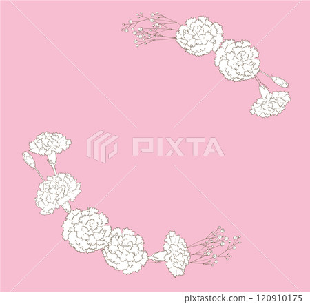 Carnation pen drawing circle frame Carnation pen drawing circle frame 120910175
