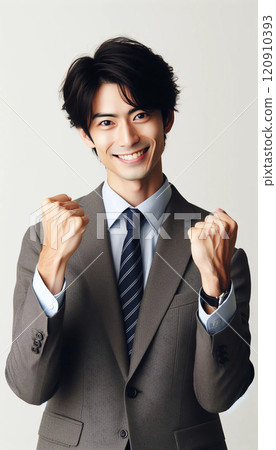 Image of a middle-aged male office worker posing with guts 120910393