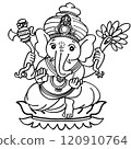 Cute Ganesha illustration monochrome 120910764