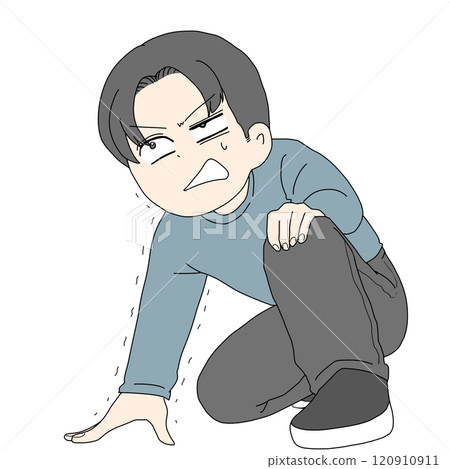 Man standing up trembling 120910911