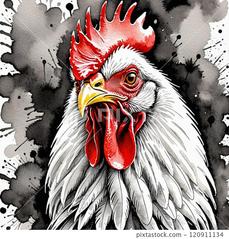 This is a chicken in ink painting style. It uses AI generated images. This is a chicken in ink painting style. It uses AI generated images. 120911134