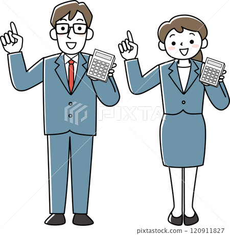 穿著西裝的男人和女人帶著計算機 120911827