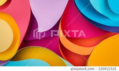 Vibrant abstract composition with colorful overlapping paper layers Vibrant abstract composition with colorful overlapping paper layers 120912328