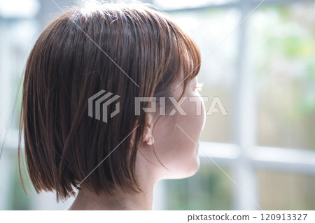Back view of short bob woman 120913327