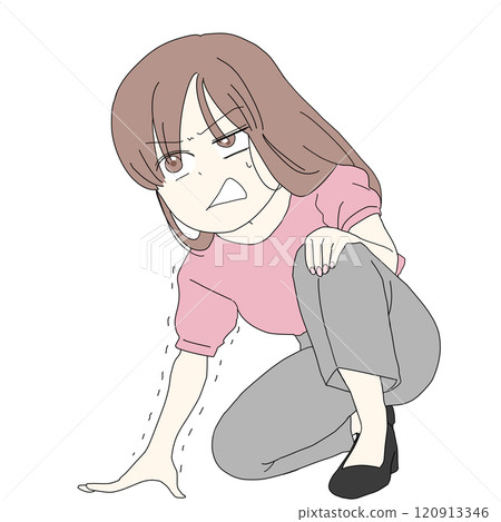 Woman standing up trembling 120913346